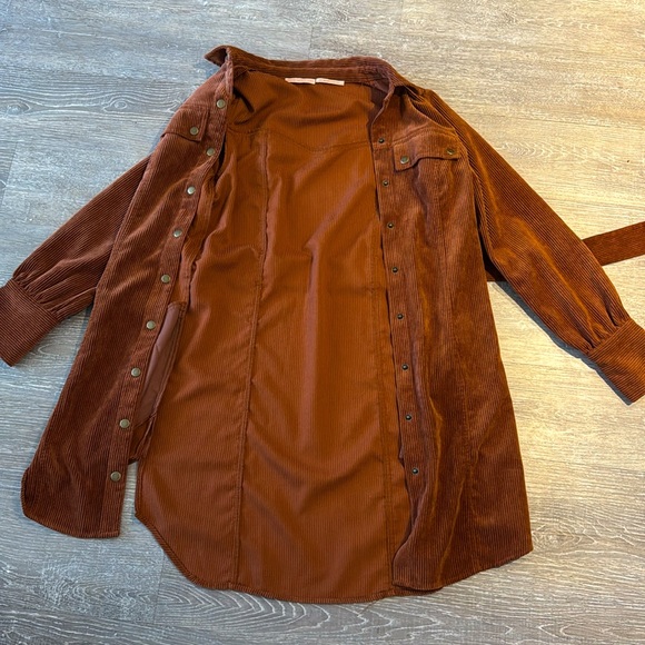 Urban Outfitters Corduroy Burnt Orange Long Sleeve Tie Dress - Picture 8 of 12